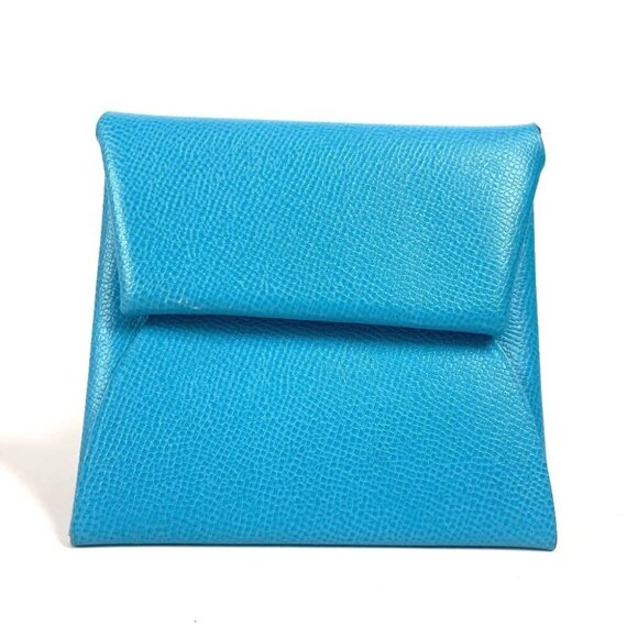 HERMES Bastia Wallet Coin Compartment coin purse Leather blue - Picture 1 of 12